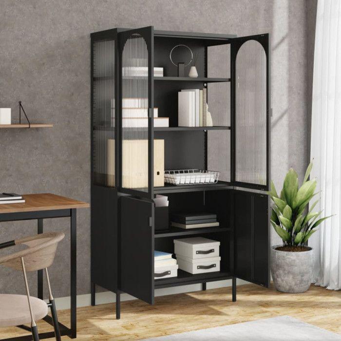 VidaXL Highboard Black 90x40x180 Cm Glass and Steel 353000