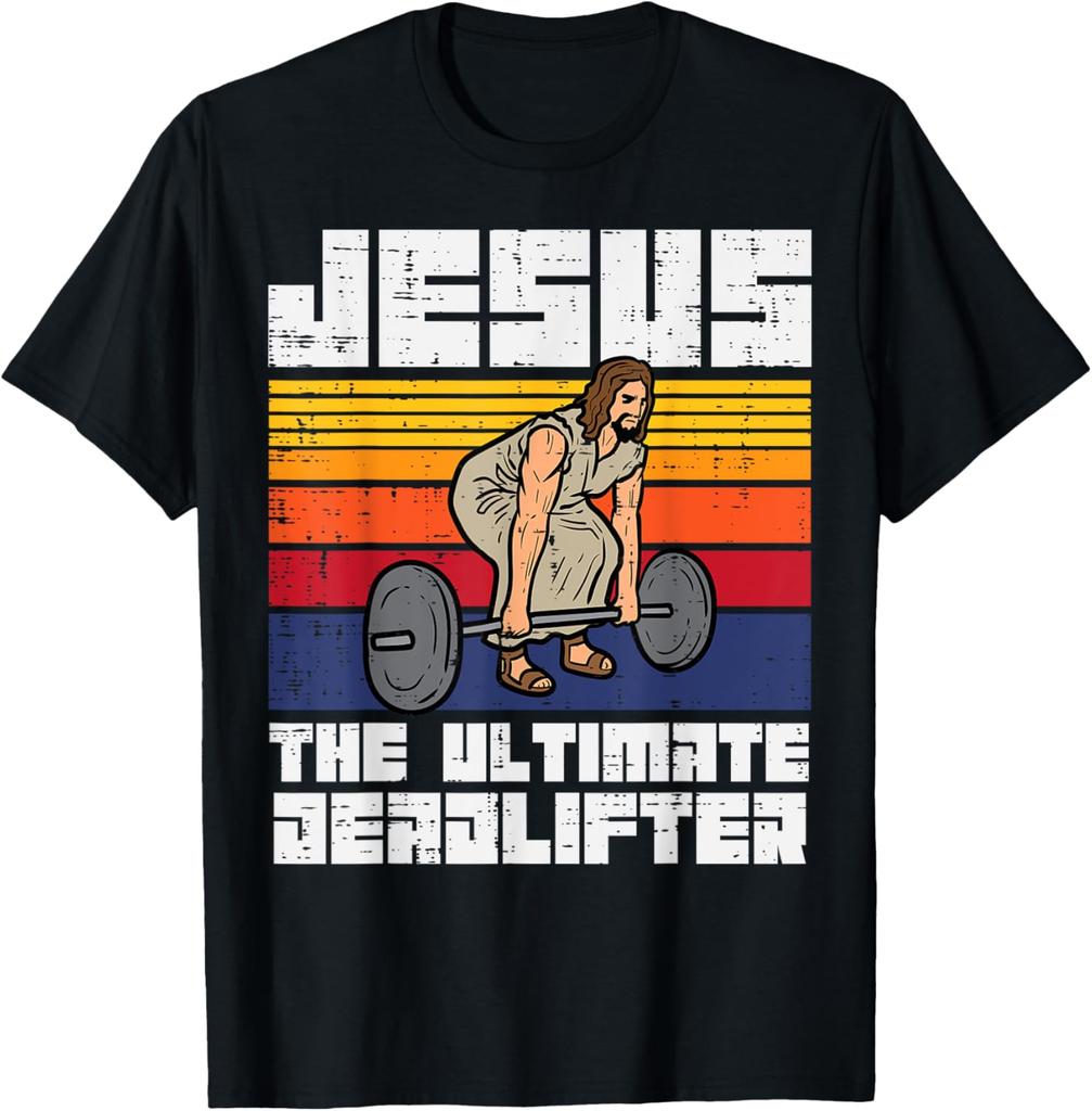 Горячая Распродажа Повседневная Смешная Зал Иисус Ultimate Deadlifter Христианская Тренировка 100% Хлопок Короткий Рукав Футболка Мужчины Женщины Футболка