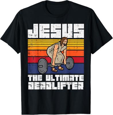 Горячая Распродажа Повседневная Смешная Зал Иисус Ultimate Deadlifter Христианская Тренировка 100% Хлопок Короткий Рукав Футболка Мужчины Женщины Футболка