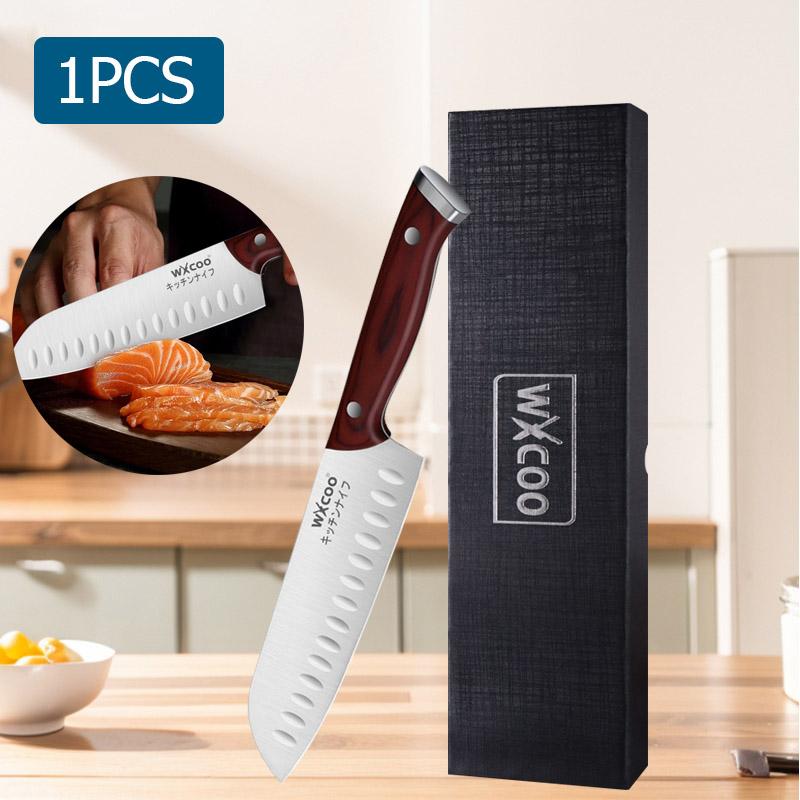 Home Kitchen Knife Multi Purpose 7inch Japanese Knife Ergonomic Wood Handle for Cutting Vegetables Fruits Knife Kitchen Supplies