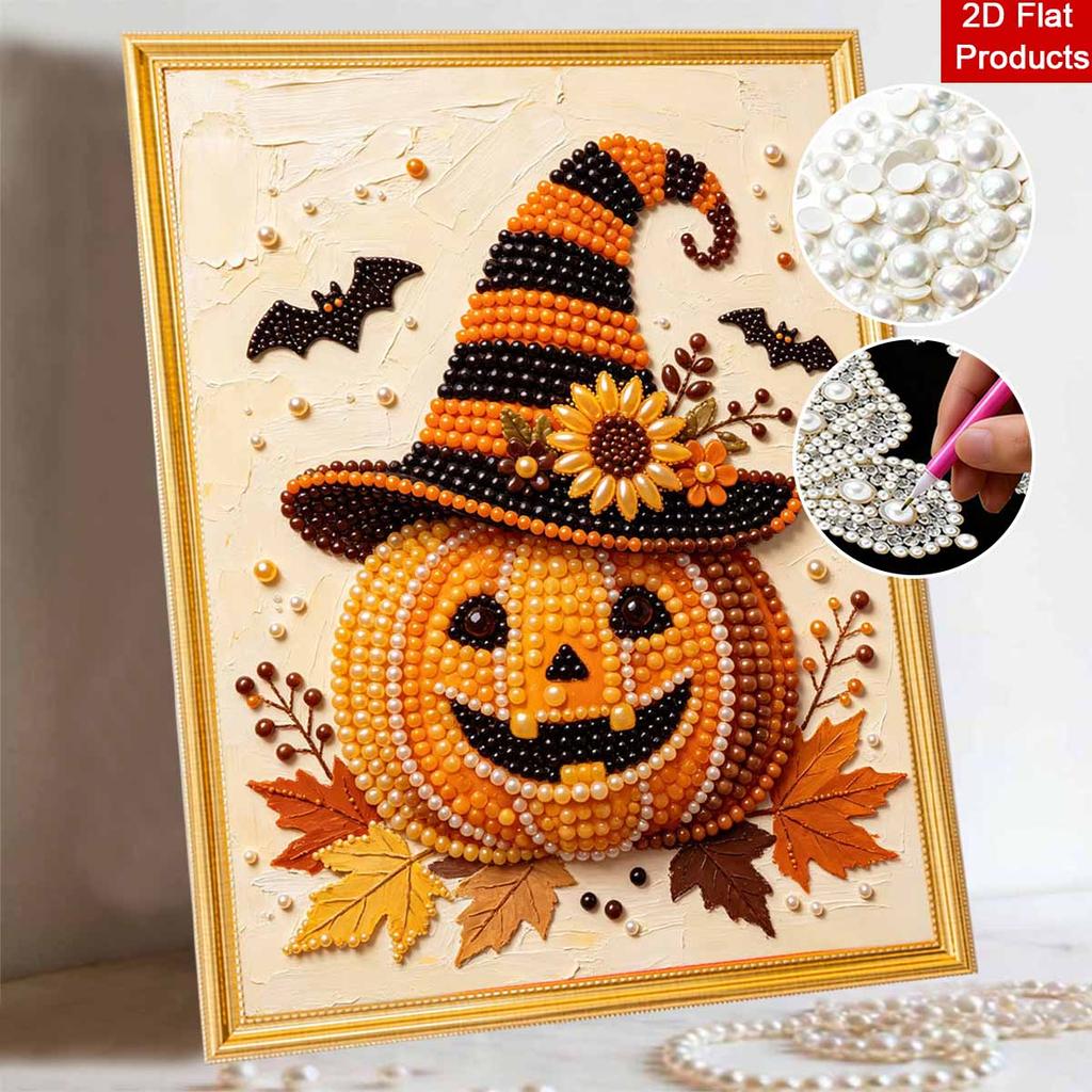 Halloween Pearl Painting Kit Pumpkin Hat Sunflower Maple Leaf Handmade DIY Home Decoration Painting