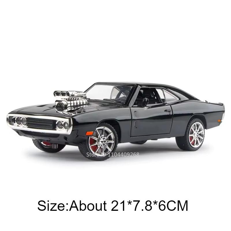 1:24 Scale Challenger Hellcat Charger 1970 Sports Car Model Toy Alloy Diecast Sound Light Pull Back Vehicle for Kids Presents