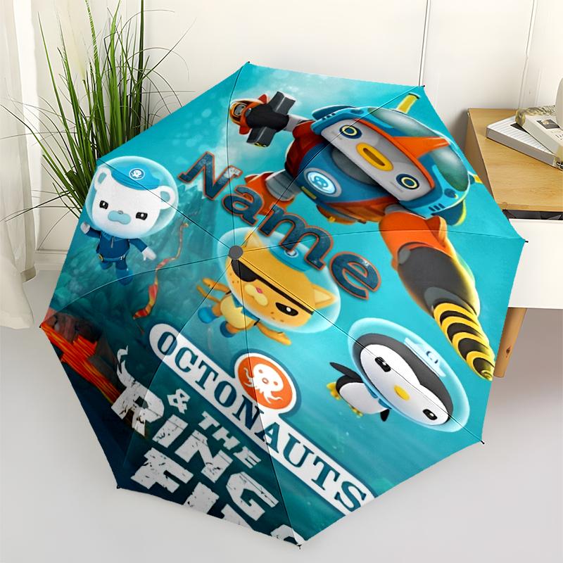 Custom Name Octonauts Theme Automatic Umbrella, Lightweight & Portable, 8 Rib, Perfect for Outdoor Travel, Birthdays, Christmas, Gifts.