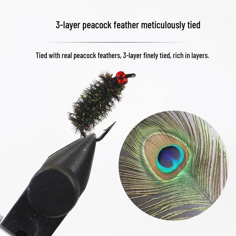 Nano Worm Micro Fly Fishing Lure with Spinner Blades and Hand-tied Modified Hooks