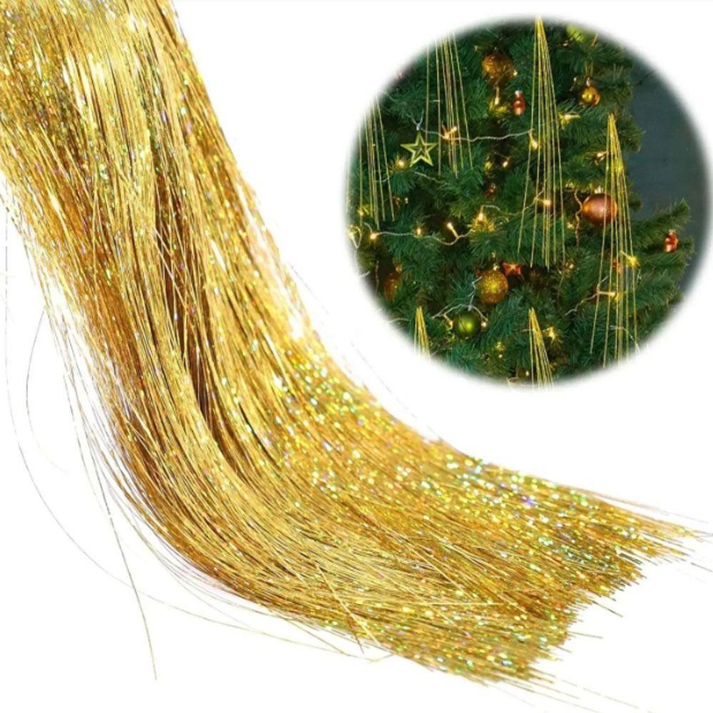 Silver Color Christmas Tree Metal Wire Tinsel Foil Fringe Christmas Decoration Supplies