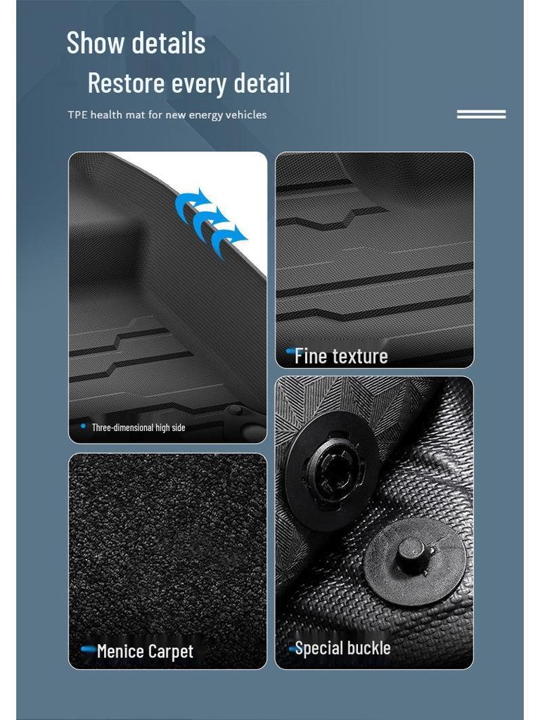 Экологичные ТПЭ коврики в салон автомобиля с ковриком в багажник и накладками на спинки сидений для Land Rover Discovery Sport 2018-2025.