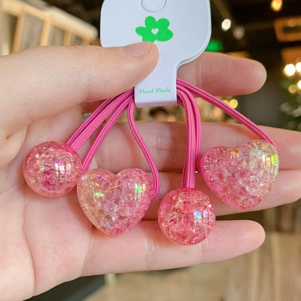 Gradient Elastic Hair Band Crack Heart Hair Ties New Ponytail Holder for Girl