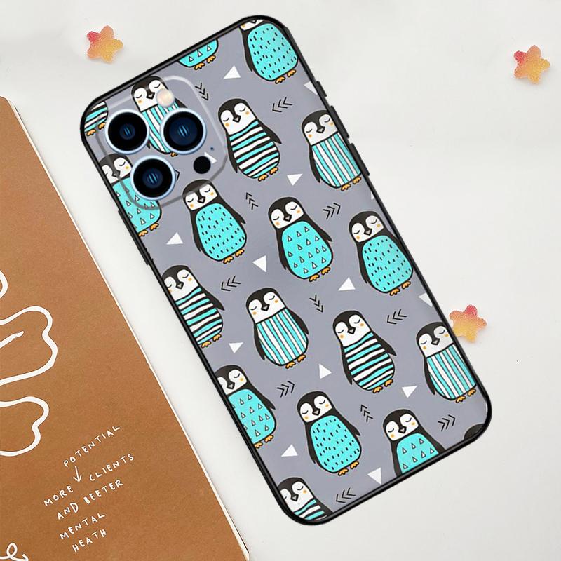 Милый чехол Kawaii Penguin для iPhone 15 16 14 13 12 11 Pro Max Plus X XR XS Max 12 13 Mini мягкий бампер