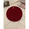 New Ankora Red Wool Knitted Beret Women's Autumn and Winter Style Big Head Circumference Showing Face Little Painter's Hat