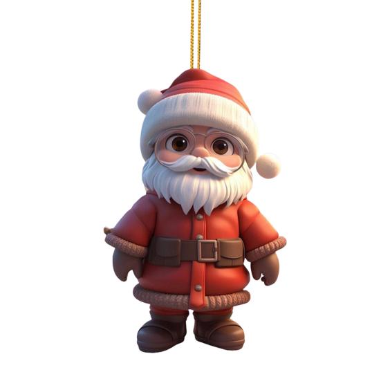 Christmas Santa Claus Ornaments 2D Acrylic Xmas Tree Hanging Decoration for Door Window Wall Tree Party Decor