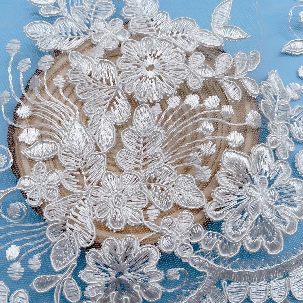 50 ярдов Двусторонняя вышивка Кружевные аксессуары Ткань Свадебная Занавеска Скатерть Материал для ручной работы Свадебная Сценическая Ткань