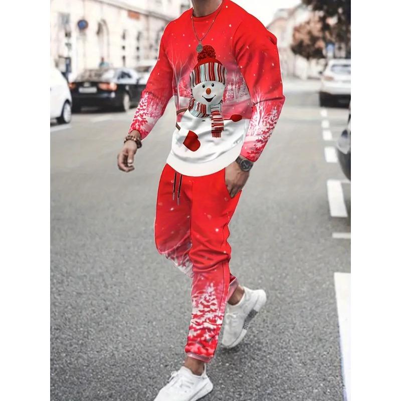 Christmas 2PCS Set Spring Autumn Men Women Fashion 3D Printing Man Fashion Casual Sportswear Sweatshirt Jogging Pants 2Pcs Sets