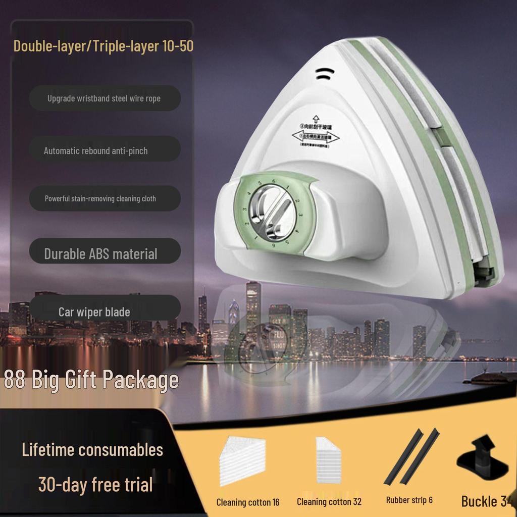 Сильный магнитный трехслойный скребок для мытья стекол для окон высотных зданий