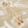 Heart-Shaped Lava Shaped Pendant Necklace New Fashion Punk Women Ins Style Metallic Texture Necklace18K Plated Jewelry Gift