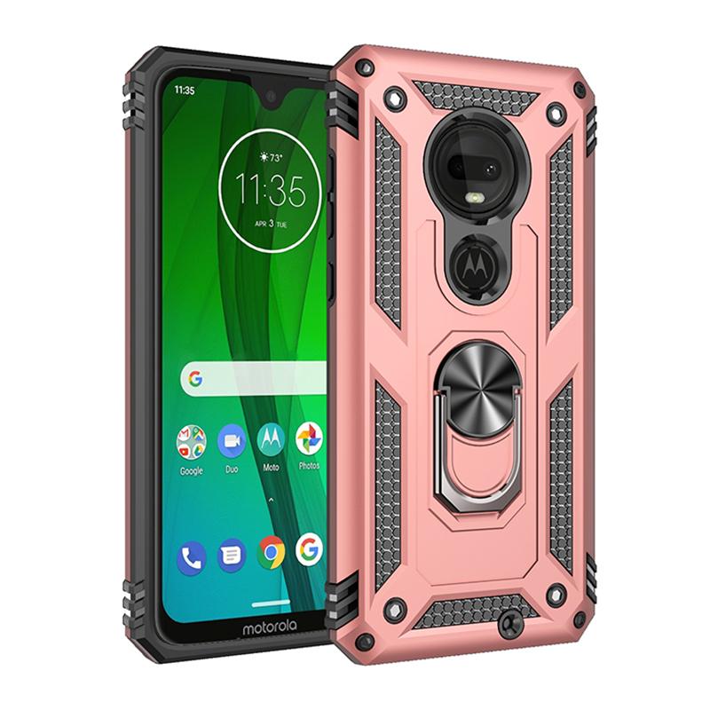 For Motorola Moto G7 Power Case Shockproof Armor Car Magnetic Metal Ring Stand Phone Case For Moto G6 G7 Play G7 Plus Back Cover