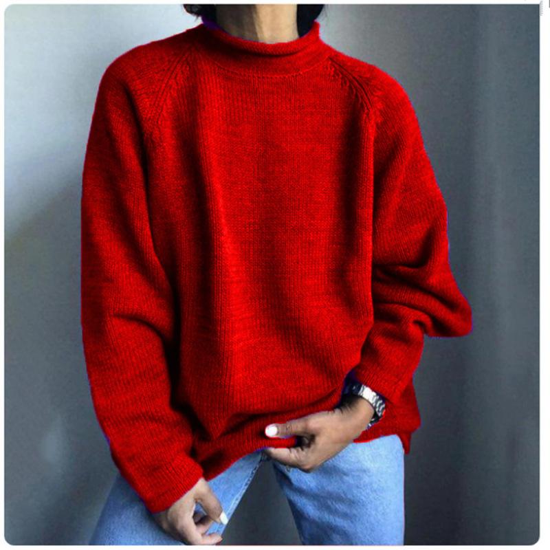 Весенний однотонный пуловер свободного кроя, повседневный вязаный свитер для женщин, роскошный топ с расслабленной посадкой, стройнящий и универсальный