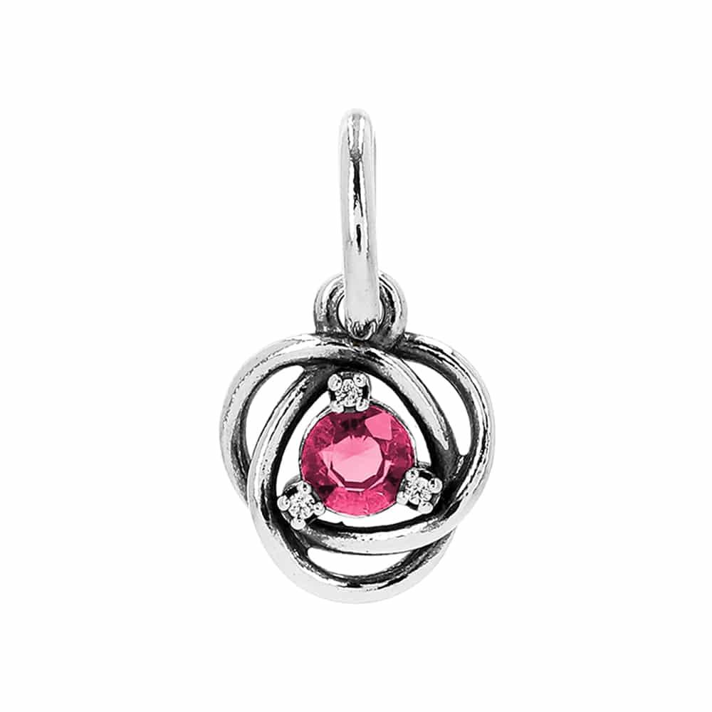 Pandora October Birthstone Pink Eternity Circle Pendant Dangle Silver Charm 793125c10