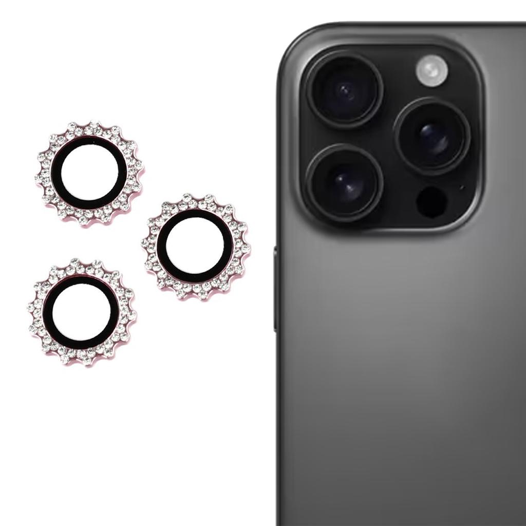 1Set For iPhone 16 Pro/16 Pro Max Camera Lens Protector Gear Shape Rhinestone Decor Tempered Glass Lens Film