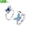 Кольцо Hfarich Blue Crystal Butterfly, вращающееся свободно, антистрессовое, тревожное, для женщин и девушек, свадебные украшения, подарки на помолвку