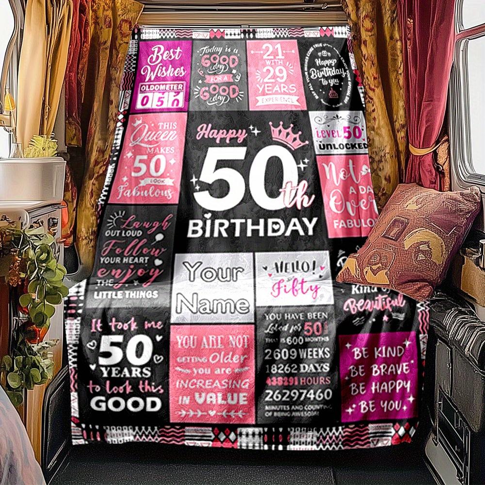 Happy 50Th Birthday To You Blanket Personalized Name Soft Comfortable Stylish Blanket Car Blanket Perfect For Travel Camping Outdoor Home Suitable For