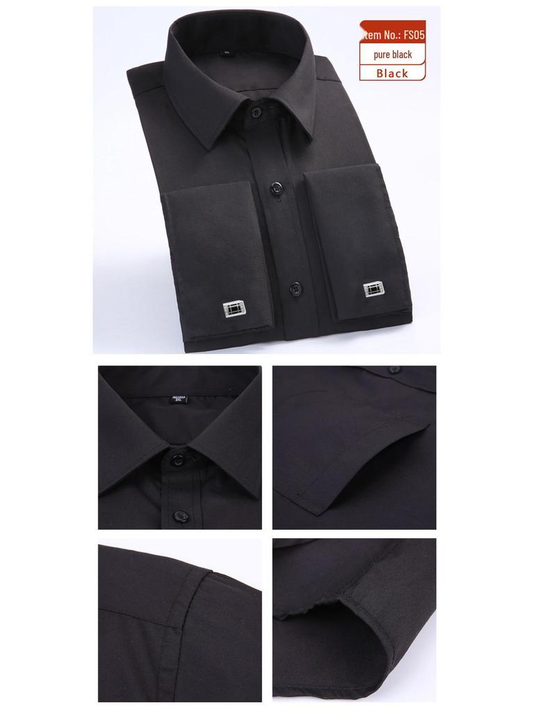 2018 Новое поступление Мужская рубашка больших размеров с французскими манжетами, длинным рукавом, деловая, с вышитым логотипом на заказ