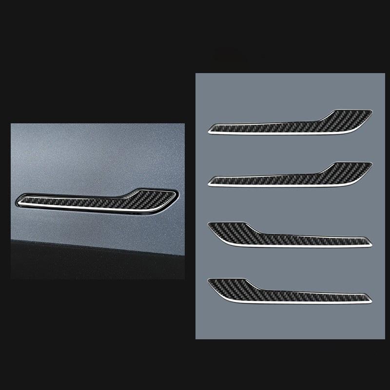 Наклейки на внешние ручки дверей из черного карбона для Tesla Model 3/Y (2017-2022 гг.)