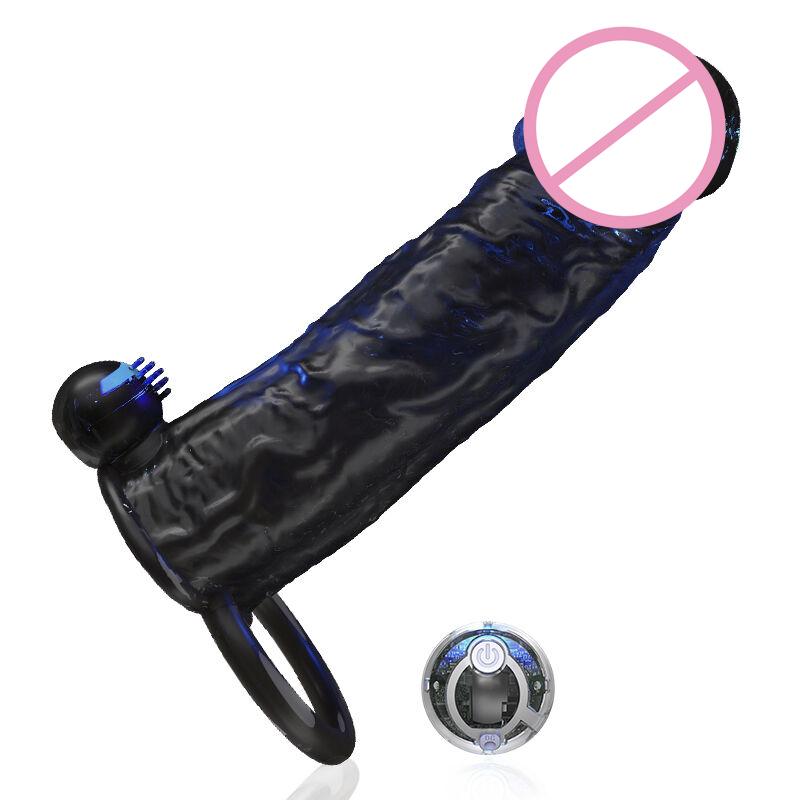 Вибрирующие презервативы для увеличения для мужчин, многоразовые презервативы, фаллоимитатор, вибратор, кольцо на пенис, рукав для взрослых, секс-шоп, секс-игрушки для пар