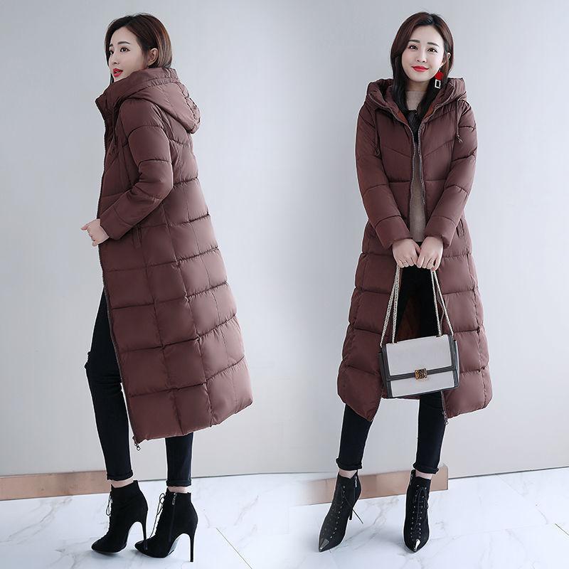 Women Parka Coat Autumn Winter Thicken Warm Hooded Coat Ladies Slimming Lengthen Padded Jacket with Pocket Outerwear