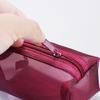 Retro Color Transparent Cosmetic Bag Zipper Toiletry Storage Bag Cute Mesh Makeup Bag  Lady