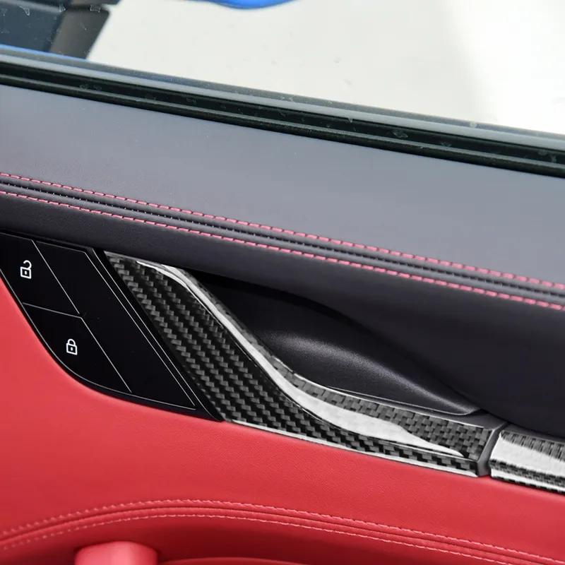 For Porsche 992 911 -2024 Carbon Fiber Door Handle Door Armrest Door Lock Interior Car Accessories Soft Cover Tuning Sticker