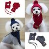 Pet Dog Winter Warm Stripes Knitted Hat+Scarf Collar Puppy Teddy Costume Christmas Clothes 1 Pc