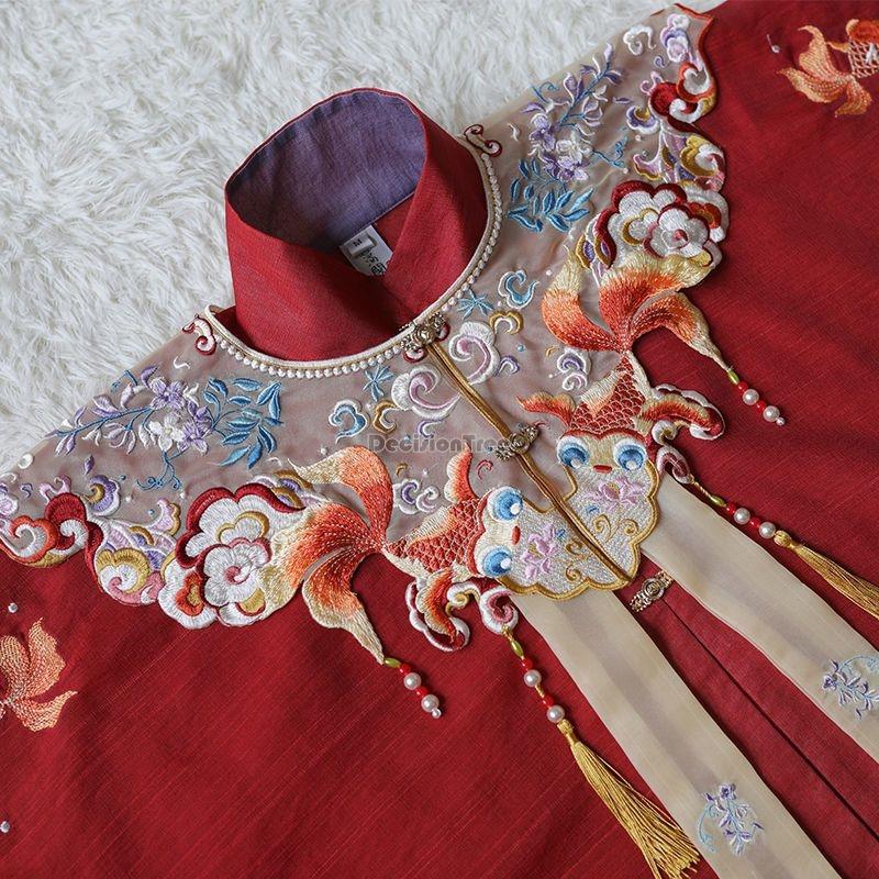 New Female Chinese Ancient Ming Dynasty Improved Hanfu Cloud Shoulder Stand Collar Embroidered Shawl Hanfu Decoration W806
