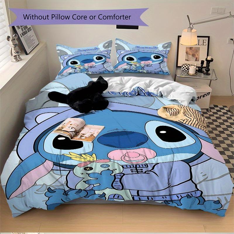3pcs Stitch 1 Cover+2 Pillowcases, Pillow Inserts Not Included, Machine Washable, All-Season Use, Teen and Adult Rooms117