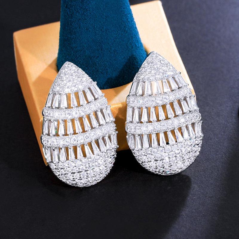 Роскошные серьги с полым цирконом, микро-инкрустация, циркон в форме буквы Т, популярные серьги и украшения для ушей