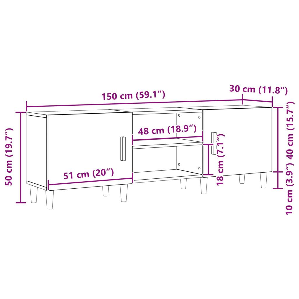 TV Cabinet Artisan Oak 150 x 30 x 50 cm Particleboard