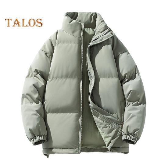 Зимнее хлопковое пальто с воротником-стойкой, длинным рукавом, застежкой-молнией, пуховая куртка с карманами, однотонная, свободный крой, утепленная теплая верхняя одежда