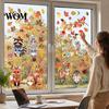 Thanksgiving Glass Stickers 9 Sheets Fall Woodland Animals Window Clings, Autumn Maple Leaf Pumpkin Warm Atmosphere Decorations Squirrel Fox