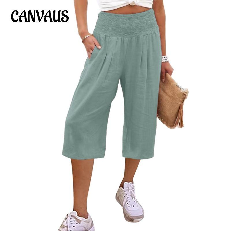 Women's Casual Loose Wide Leg Seven-tenths Pants for Summer Fashion Comfortable Breathable High Waist