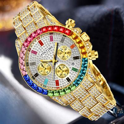 Часы для мужчин и женщин, роскошные часы Iced Out, модные многоцветные кварцевые наручные часы в стиле хип-хоп, золотые часы для мужчин, Relogio