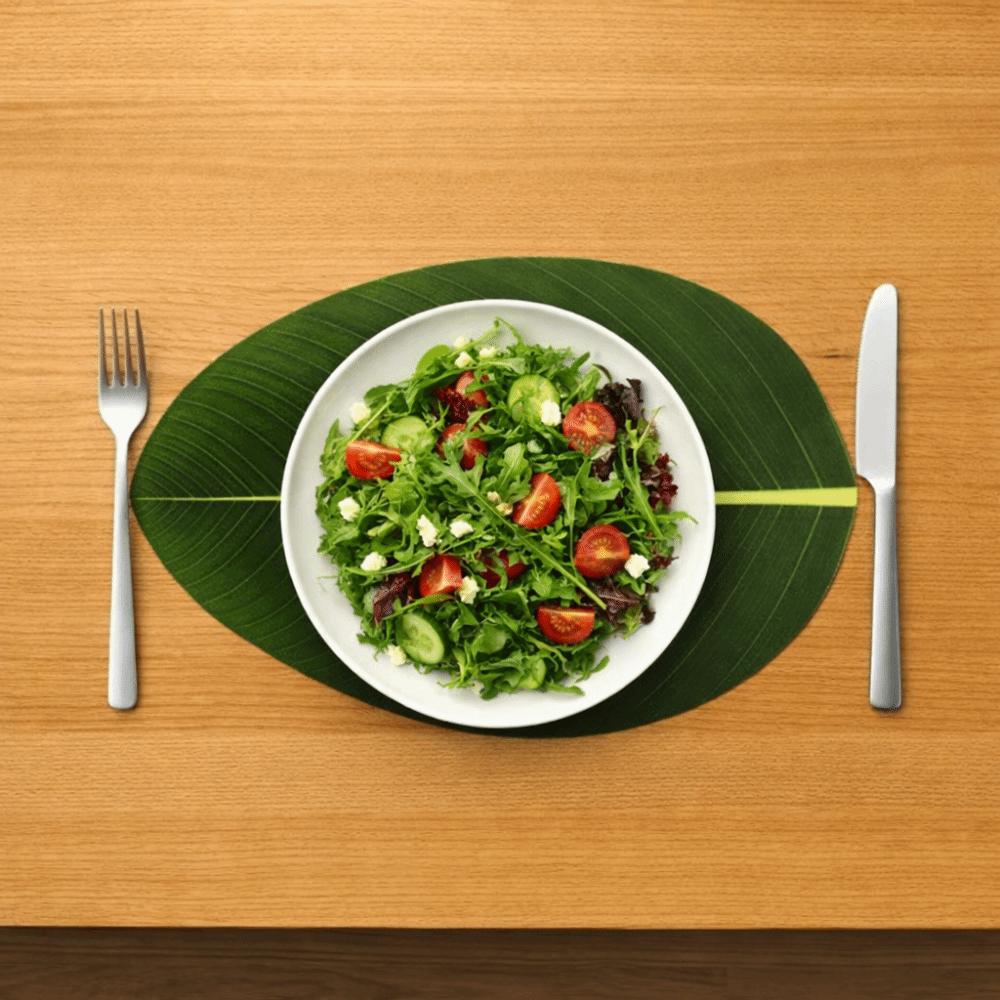 2PCS Realistic Leaf-Shaped Placemat Waterproof Heat Insulation Mat Tableware Mat Dining Table