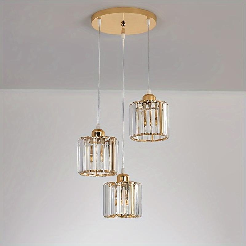 Современные 3 лампы с круглым хрустальным абажуром, подвесной светильник Loft E27, подвесной светильник, потолочный подвесной светильник для кухни, столовой, гостиной, люстры