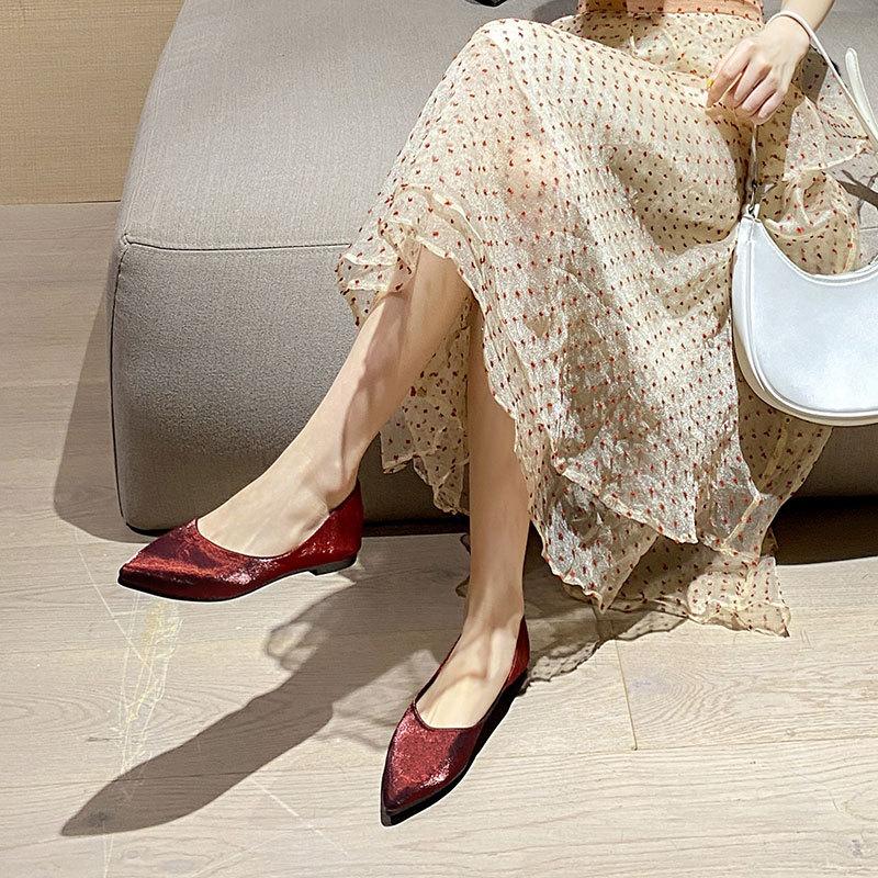 Fashion Flat Shoes for Women 2025 Spring Autumn Casual Pointed Toe Retro Casual Pointed Plus Size 41 42 43 Luxury Shoes Zapatos Mujer