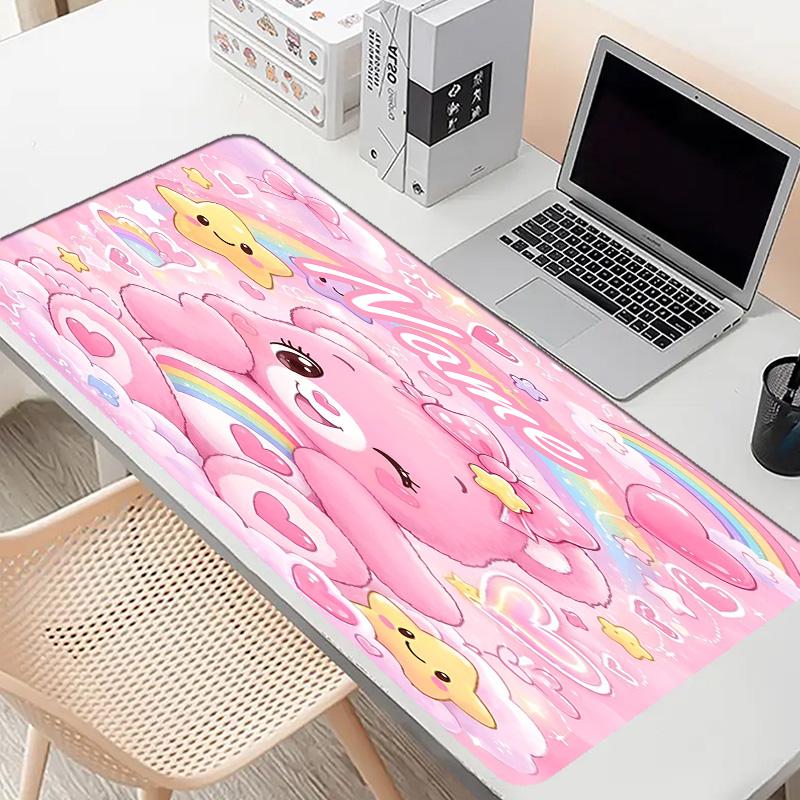 Custom Name Personalized Care Bears Pattern Mousepad, Laptop PC Desk Mat, Decorative Desk Mat for Home Keyboard Pad Gift