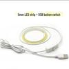 Ультраузкая COB светодиодная лента 3 мм/5 мм, питание от USB, самоклеящаяся, без точек, 5 В, для общежитий