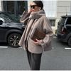Elegant Scarf Collar Short Jackets Women Casual Loose Solid Color Single-Breasted Jacket Female Autumn Winter Chic High Outerwear