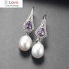 Элегантные женские серьги-капли из блестящих кристаллов Aaa с натуральным пресноводным жемчугом, модные роскошные ювелирные изделия из серебра 925 пробы с цирконием