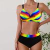 Women's Swimwear Tankini 2 Piece Swimsuit Multicolored Stripes Print Vacation Bathing Suits