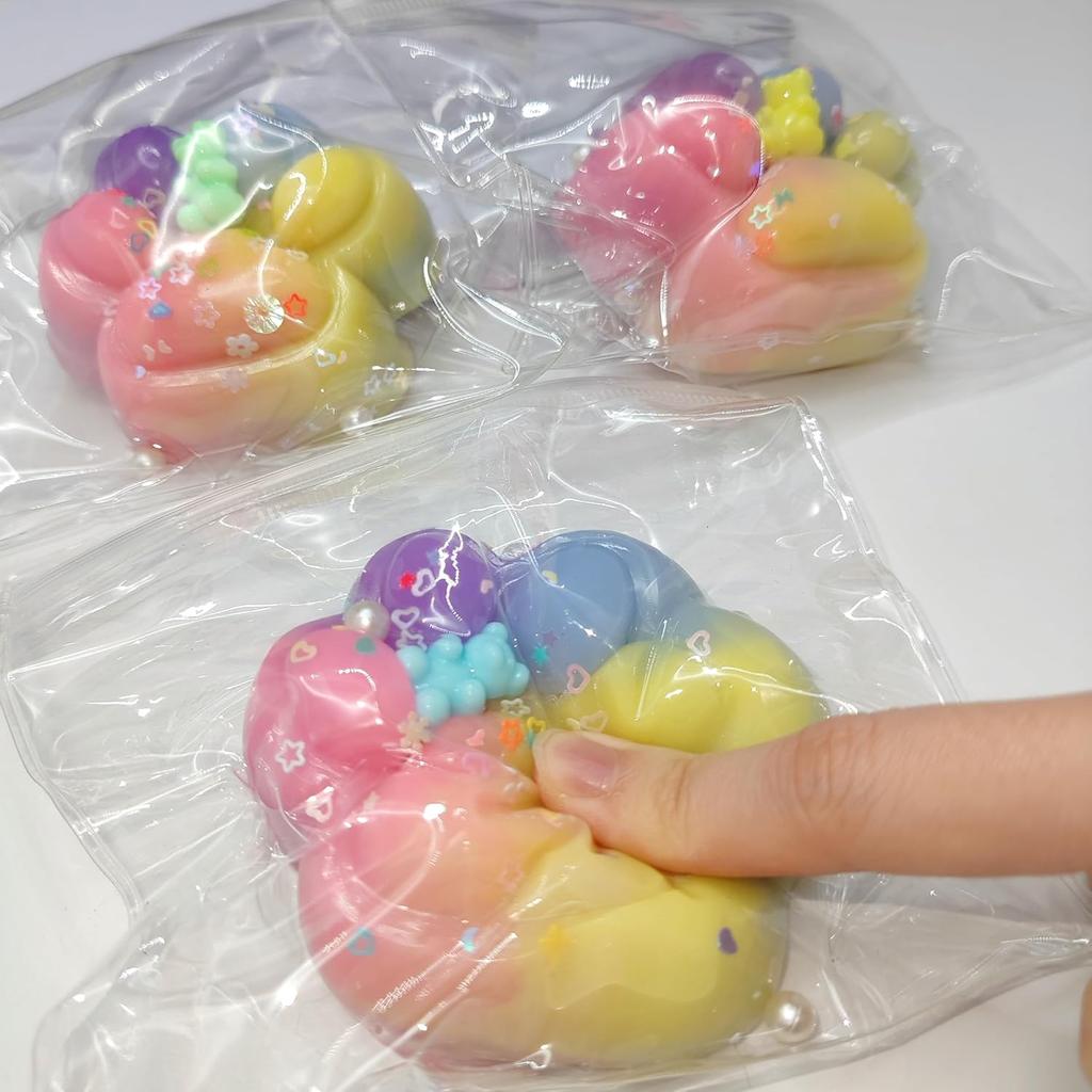 2 Pcs Squeeze Toys Handmade Cat Paw Squishy, Lifelike Rainbow Squeeze Paw, Cute Soft Squishy for Stress Relief & Goodie Bag Stuffers, Fidget Toys