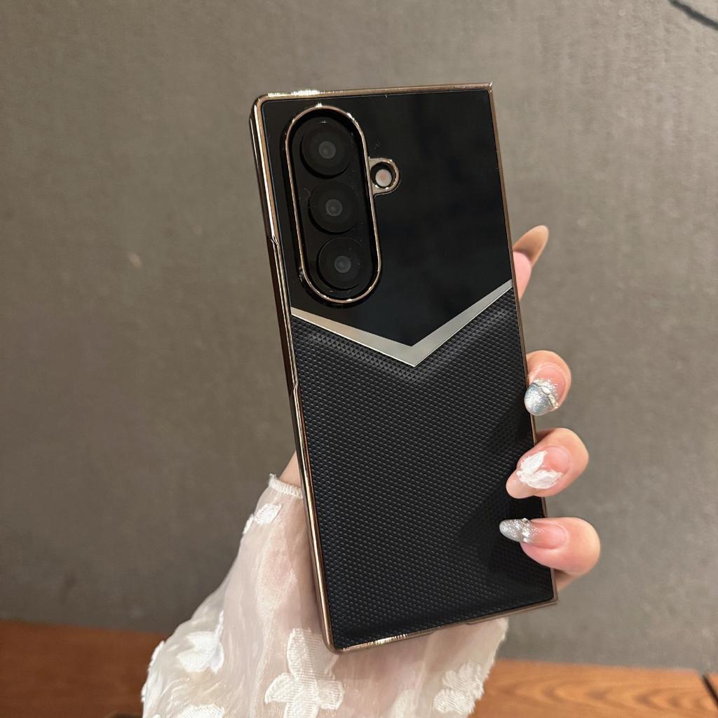 Премиальный чехол из муссовой кожи со встроенной пленкой для Samsung Z-Fold 7/6/5