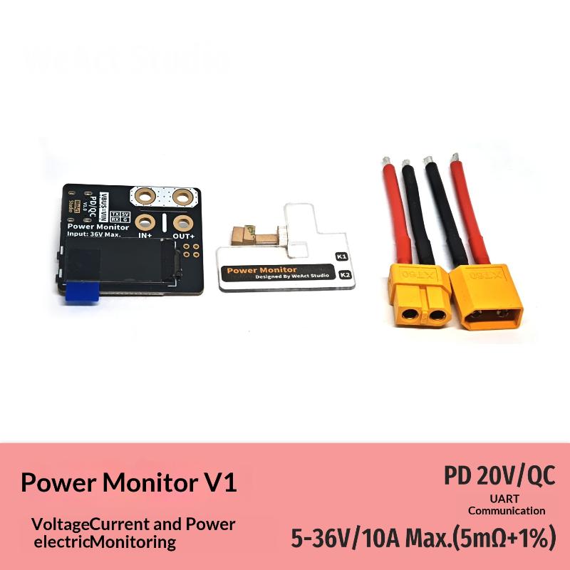 1 Set 36V 10A Max Power Monitor Module With Xt60 Connector Pd Qc Support For Rc Drone Battery Power Detection